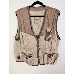 Camel Fish & Game Club Jacket Vintage Cigarettes Fishing Vest Linen Pockets OS